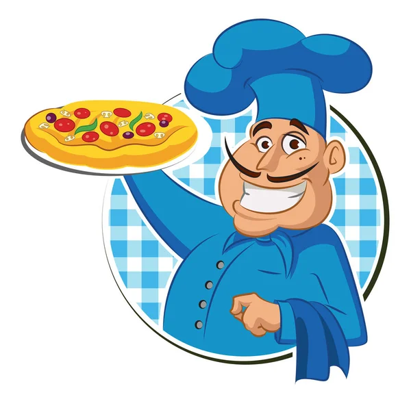 Cook pizza. Chef Isolated on a white background — Stock Vector