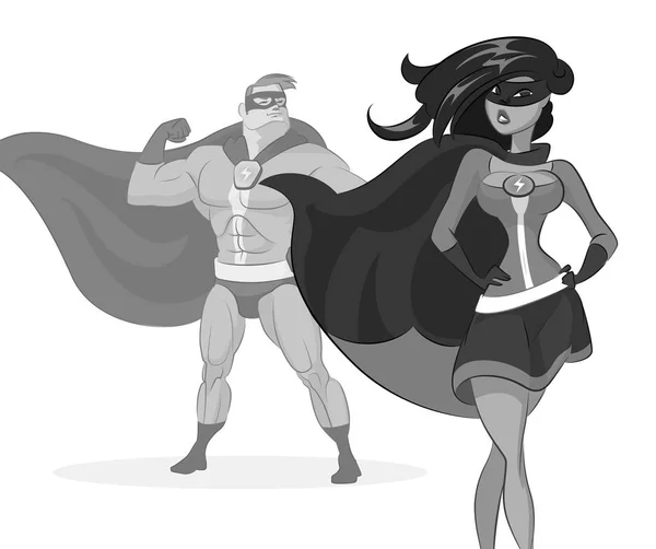 Una coppia di supereroi. Uomo e donna — Vettoriale Stock