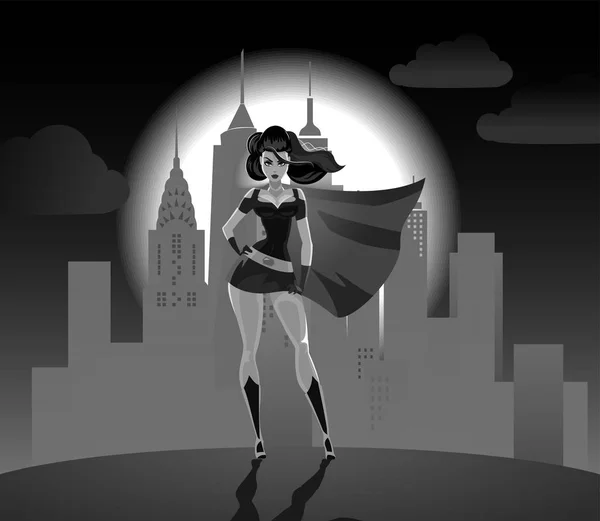 Silhouette super héroïne — Image vectorielle