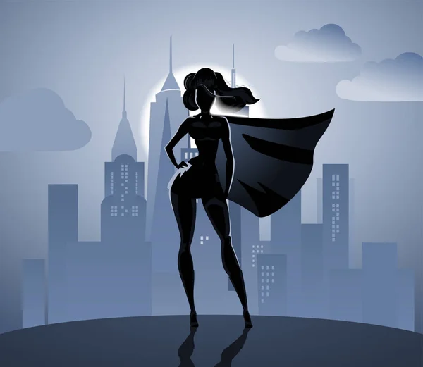 Super Heroine silhouette — Stock Vector