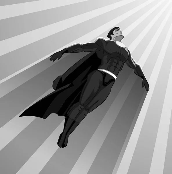 El superhéroe vuela al sol. Ilustración vectorial — Vector de stock