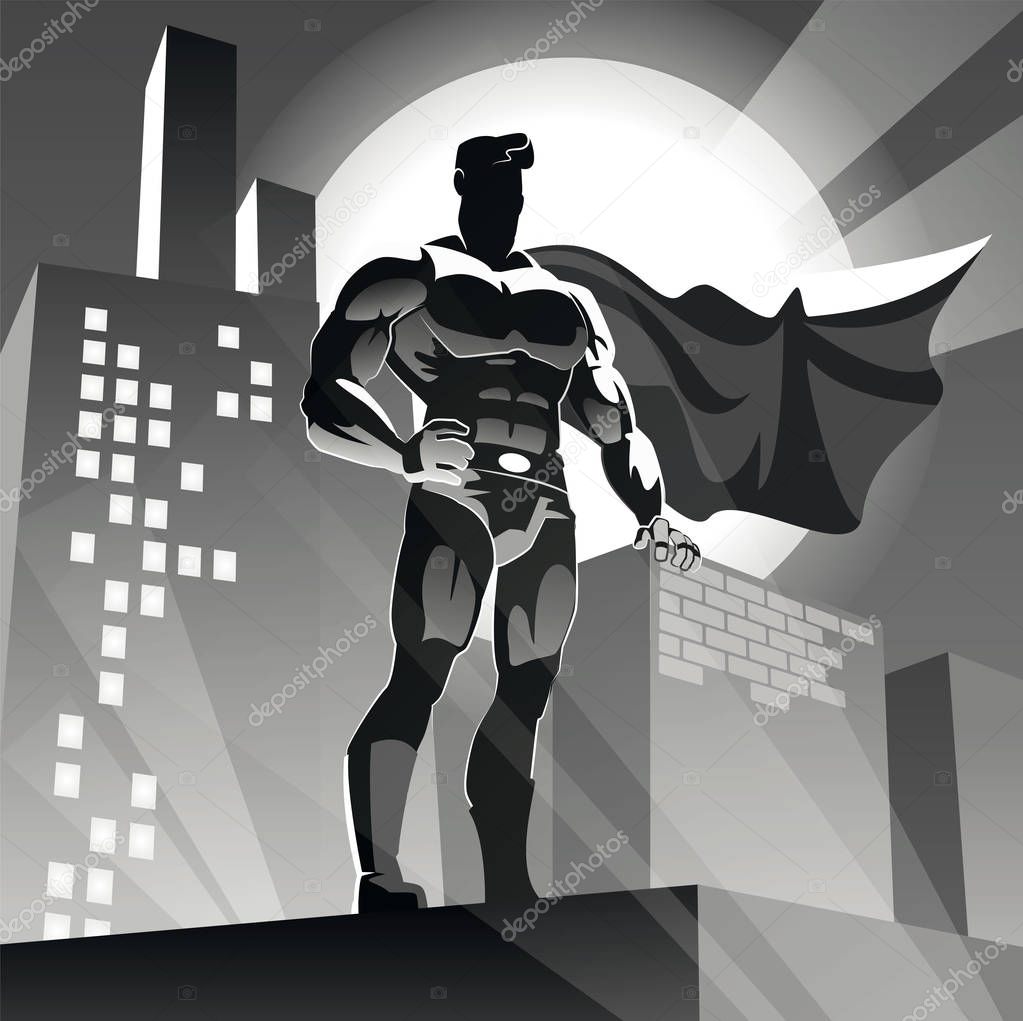 superhero on urban background