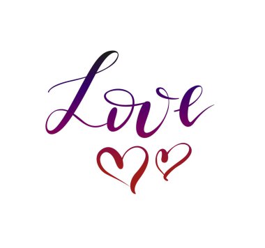 Seviyorum. Sevgililer günü tebrik kartı hat ile. Elle çizilmiş tasarım öğeleri. Modern fırça yazı el yazısı.