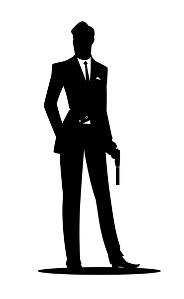 Agente secreto con pistola — Vector de stock