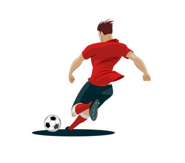 Futbol oyuncu tekme topu. vektör çizim