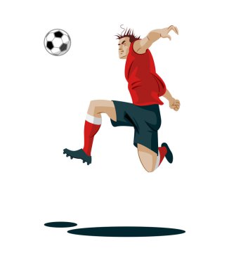 Futbol oyuncu tekme topu. vektör çizim