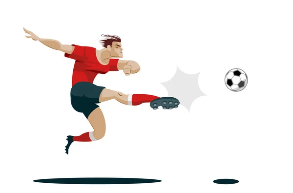 Jugador de fútbol pateando pelota. Ilustración vectorial — Archivo Imágenes Vectoriales