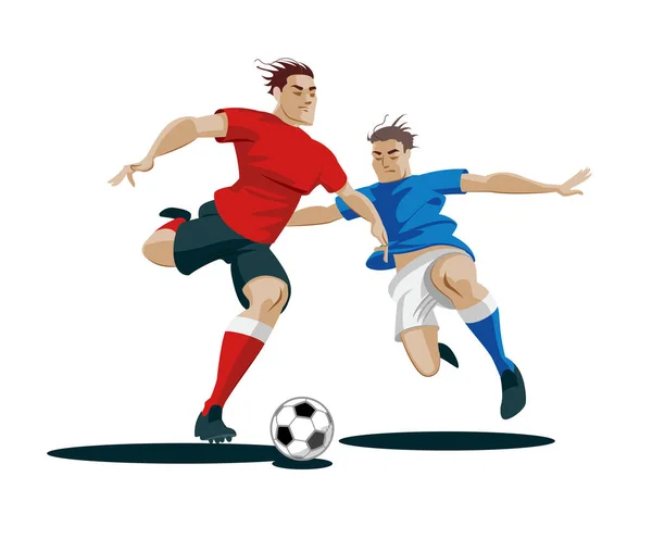 Les joueurs se battent pour le ballon. Illustration vectorielle — Image vectorielle