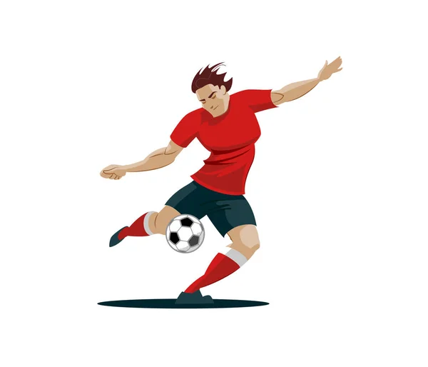 Jugador de fútbol pateando pelota. Ilustración vectorial — Archivo Imágenes Vectoriales