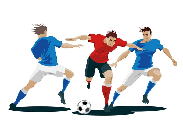 Los jugadores están luchando por el balón. Ilustración vectorial — Archivo Imágenes Vectoriales