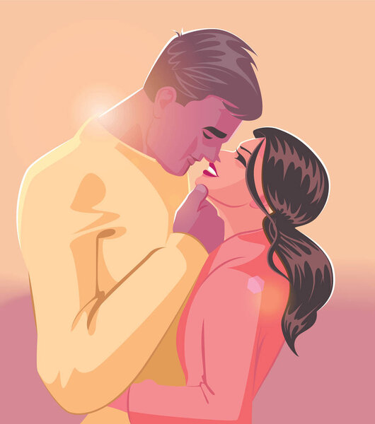 Объятия любящей пары.