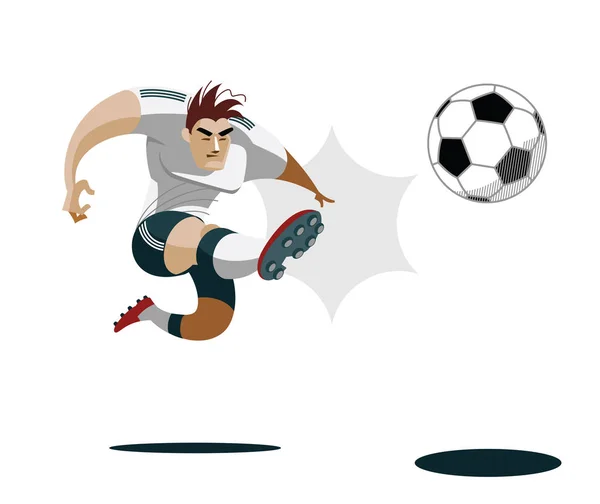 Joueur de football donnant des coups de pied — Image vectorielle