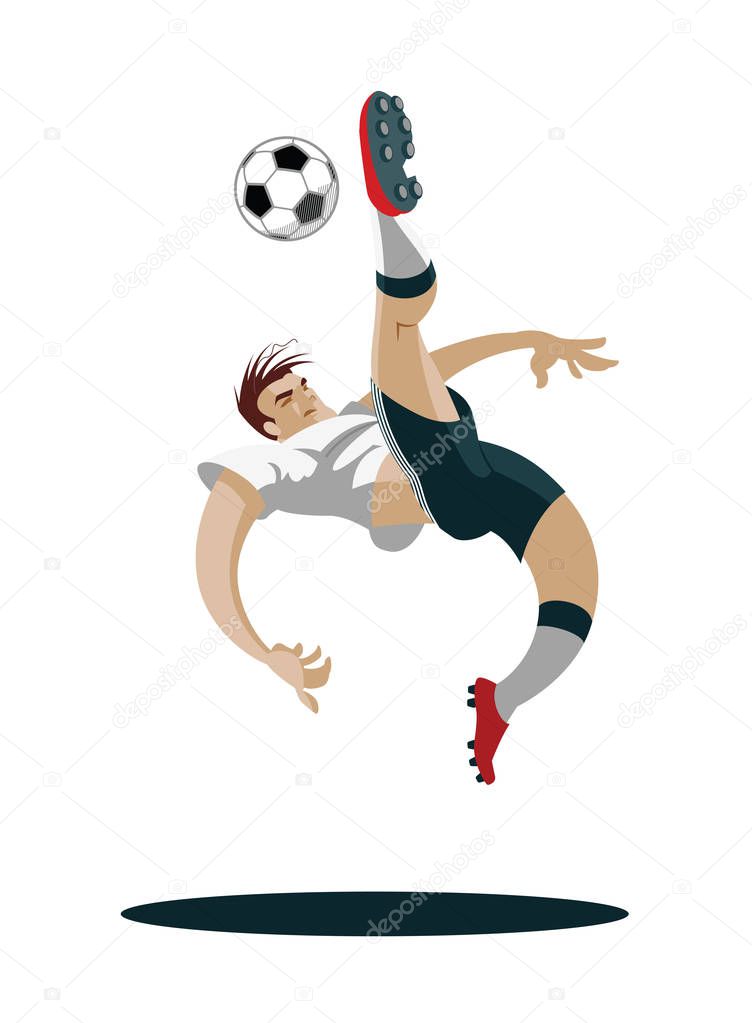Soccer Player playing, running and kicking Ball.