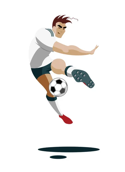 Joueur de football jouant, courant et donnant des coups de pied Ball . — Image vectorielle