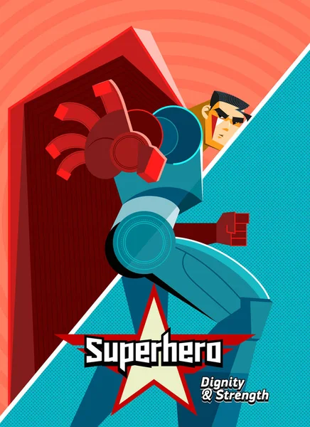 Superhero in a spectacular position — Stock Vector