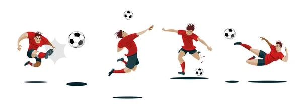 Soccer Player Kicking Ball. Set Collection of different poses.