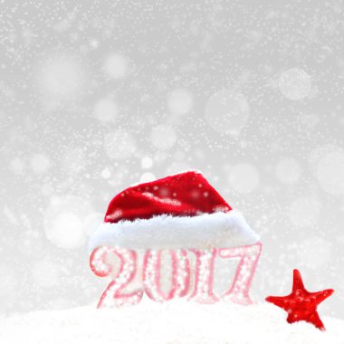 beyaz rakamlar ve Noel Baba şapkası, Noel süsleri