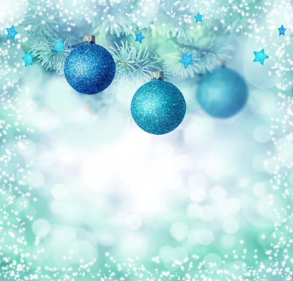 蓝色的圣诞饰品背景 — 图库照片