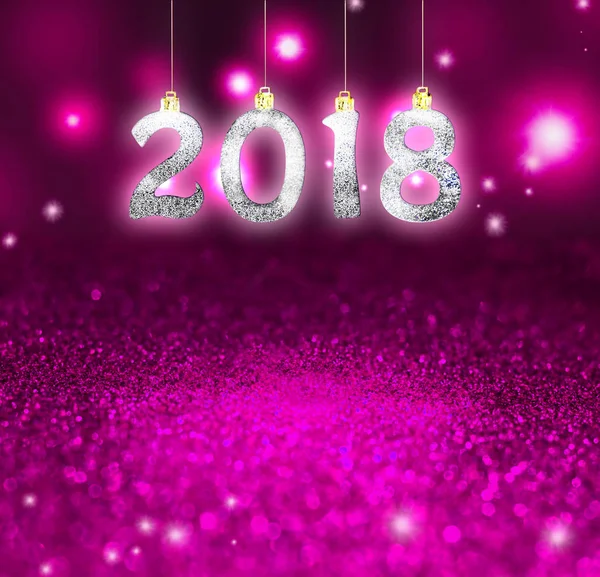 Set zilver glanzend cijfers op glitter achtergrond. New year 2018 achtergrond. Kerst — Stockfoto