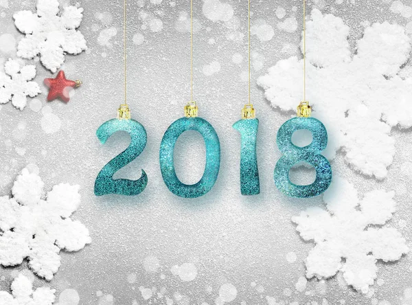 Новый 2018 год, рождественский фон и снежинки с космосом — стоковое фото