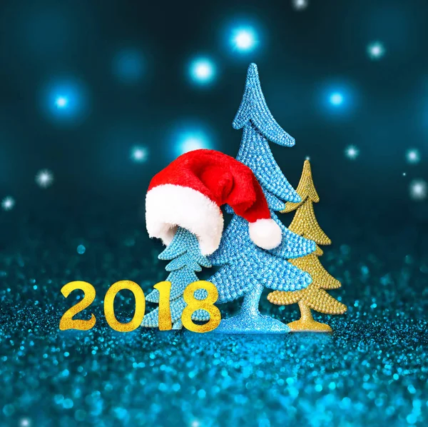 Novità 2018. Felice anno nuovo. 2018 numeri su sfondo blu — Foto Stock