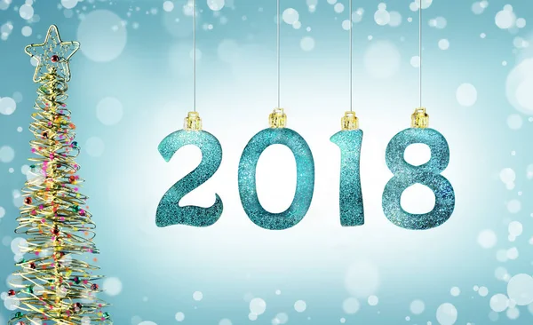 Set de dígitos brillantes plateados sobre fondo de purpurina. Año nuevo 2018 fondo. Navidad —  Fotos de Stock