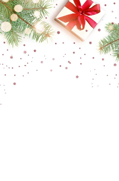 圣诞礼品盒,红弓. 圣诞节背景 — 图库照片