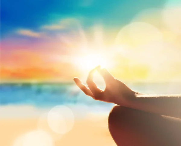 Yoga Meditación Estilo Vida Saludable Playa Verano —  Fotos de Stock
