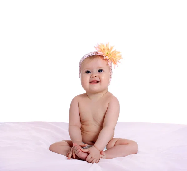 Adorable baby in pampers — Stock Photo, Image