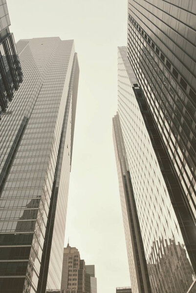 Urban architecture, tall, modern office buildings. Abstract. Dynamics, metropolis.