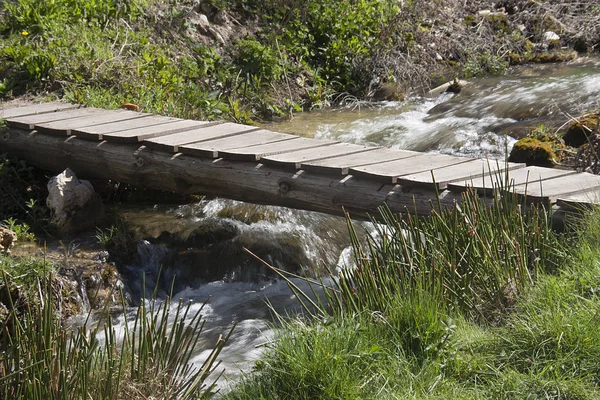 A folyón Footbridge Jogdíjmentes Stock Fotók