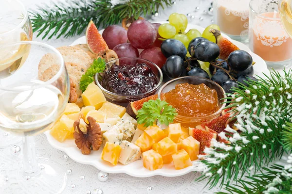 delicacy cheese and fruit plate
