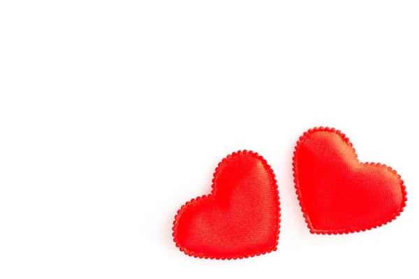 Two red hearts on a white background, isolated — Stock Photo, Image