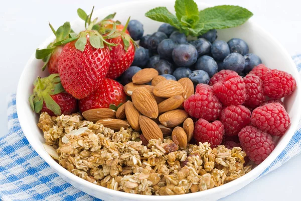 Healthy nutritious breakfast with cereal and fresh berries — Stock Photo, Image