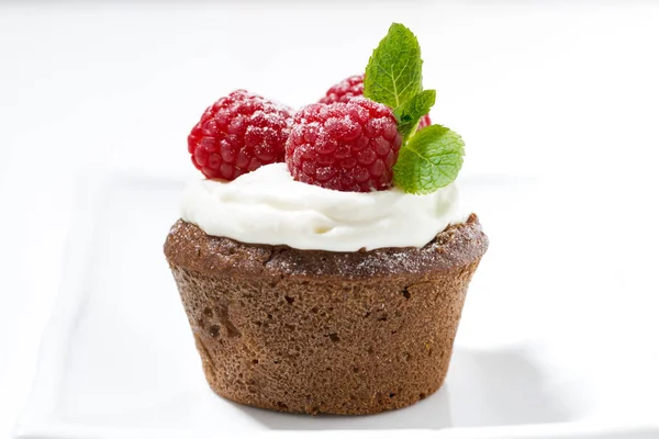 Gâteau au chocolat aux framboises fraîches — Photo