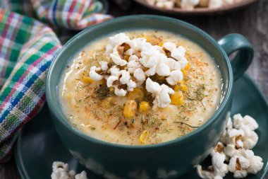 patlamış mısır, closeup ile Mısır çorbası