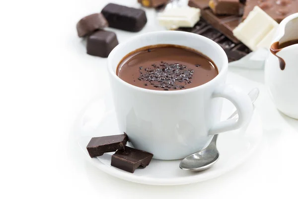 Cioccolata calda su un tavolo bianco — Foto Stock