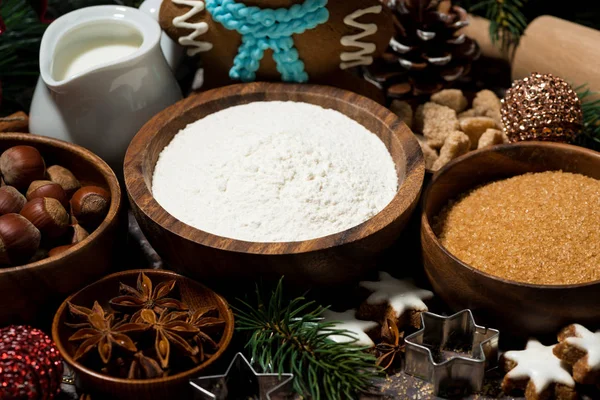 Ingredients for Christmas baking, closeup — Stock Photo, Image