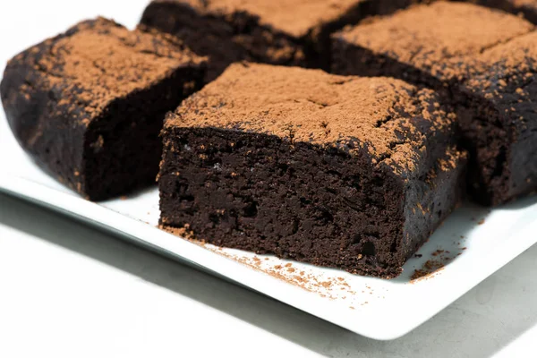 El postre - los pedazos de los brownies de chocolate —  Fotos de Stock