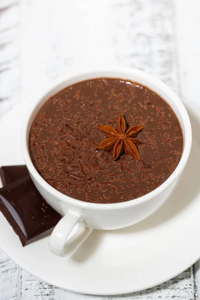 Filiżanka gorącej czekolady, zbliżenie pionowe — Zdjęcie stockowe