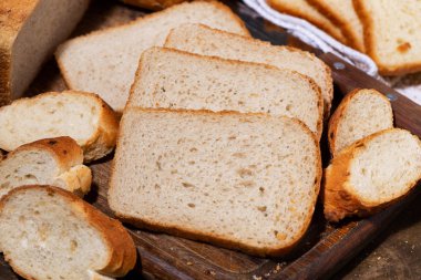 Beyaz taze ekmek çeşitleri, yakın çekim üst görünüm