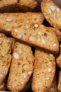 İtalyan kurabiyeleri cantucci, yakın plan.