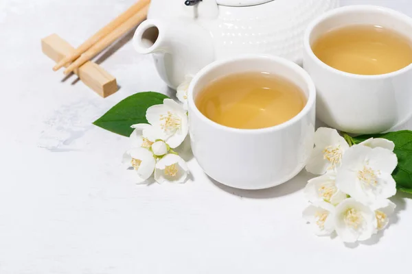 japanese tea ceremony. green tea with jasmine, horizontal