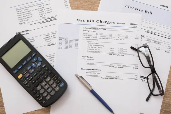 Gas bill charges paper form on the table Stock Picture