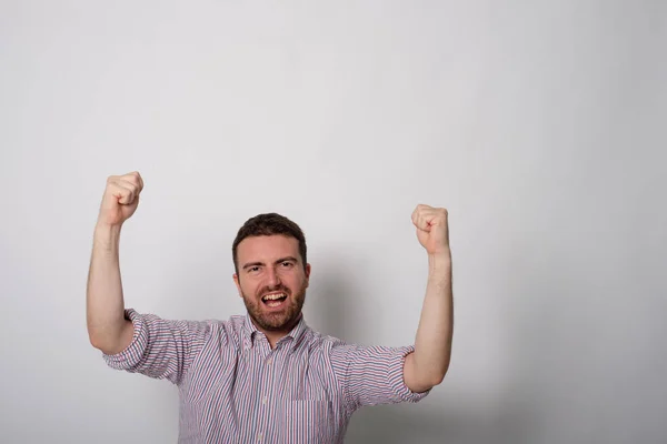 Homem muito feliz por uma vitória — Fotografia de Stock