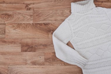 Ahşap üzerinde kış giyim Üstten Görünüm 