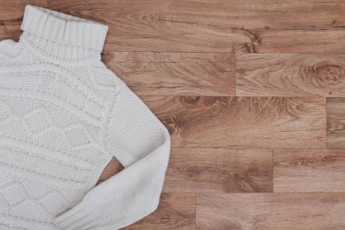 Ahşap üzerinde kış giyim Üstten Görünüm