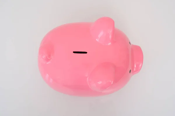 Piggy banco de alto ângulo ver conceito de poupança de dinheiro — Fotografia de Stock