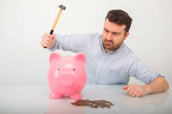 Smutny człowiek traci swoje oszczędności po złych inwestycji — Zdjęcie stockowe