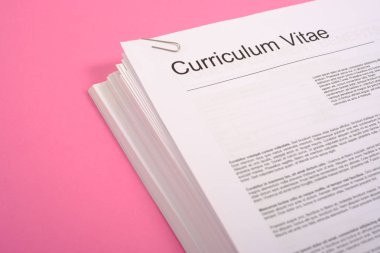 Cv yığını üzerinde eşit fırsatlar kavram olarak pembe arka plan